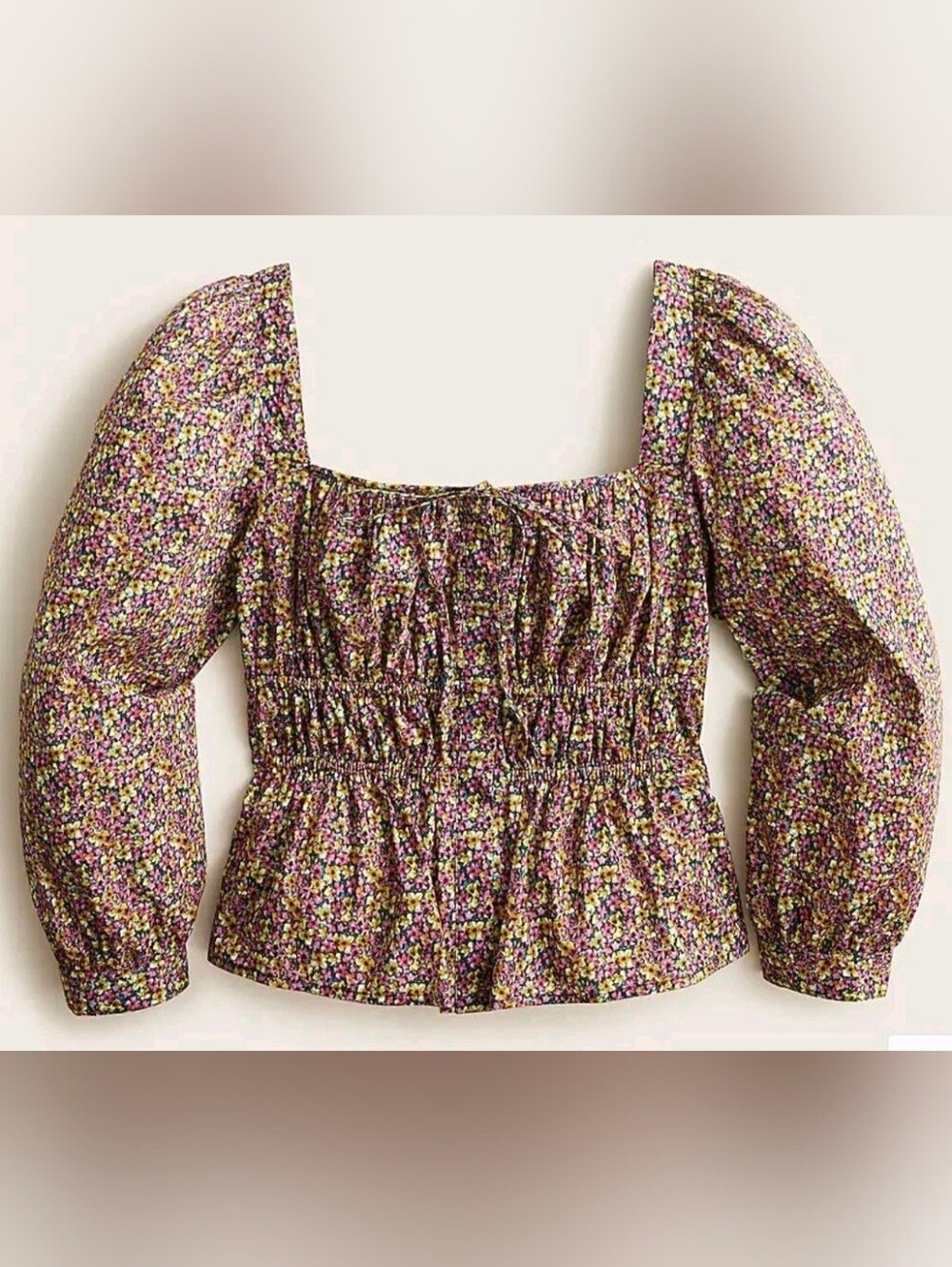 J. Crew Liberty Of London Cinched-Waist Organic Cotton Top "Busy Izzy" Sz 4